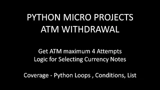 10 - Python Projects for Beginners ATM CASH WIT RAWAL in PYTHON Python Tutorials Python Online