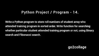 EP 14 Language Python Program Project I go2collage