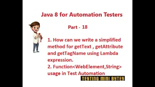 Java 8 for Automation QA - Optimising getText getTagName getAttribute methods in Selenium
