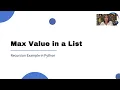 Max Value in a List using Recursion in Python