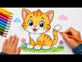 Cute Cat Coloring Page for Kids Easy Kitten Coloring