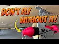 Wireless aerodynamic Levil BOM pod mounted under an aircraft wing, measuring AoA, airspeed, GPS, and AHRS, transmitting data to mobile devices. - Video 3 of 1