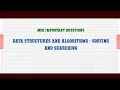 Data Structures and Algorithms - Sorting and Searching MCQ Questions