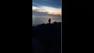 Caseville Michigan foot of breakwall after sunset late November 2015
