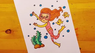 رسم تصميم فني عن رحلة غوص بحرية 2 