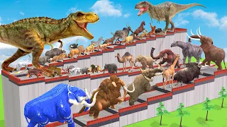 EPIC T-REX DEATHRUN - 44 Wild Animals vs T-Rex! Ultimate Challenge Animal Revolt Battle Simulator