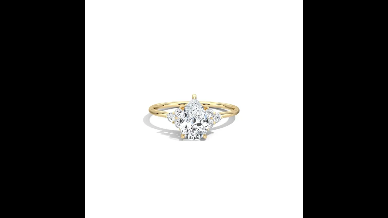 Juliette丨1CT Pear Cut Lab Grown Diamond Cluster Ring with Round Accents in 14K Gold/Platinum
