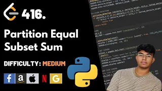 Partition Equal Subset Sum Leet code 416 Theory explained Python code