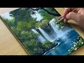 Download Lagu Peaceful Waterfall Painting - Relaxing Nature Scenery Acrylic Art