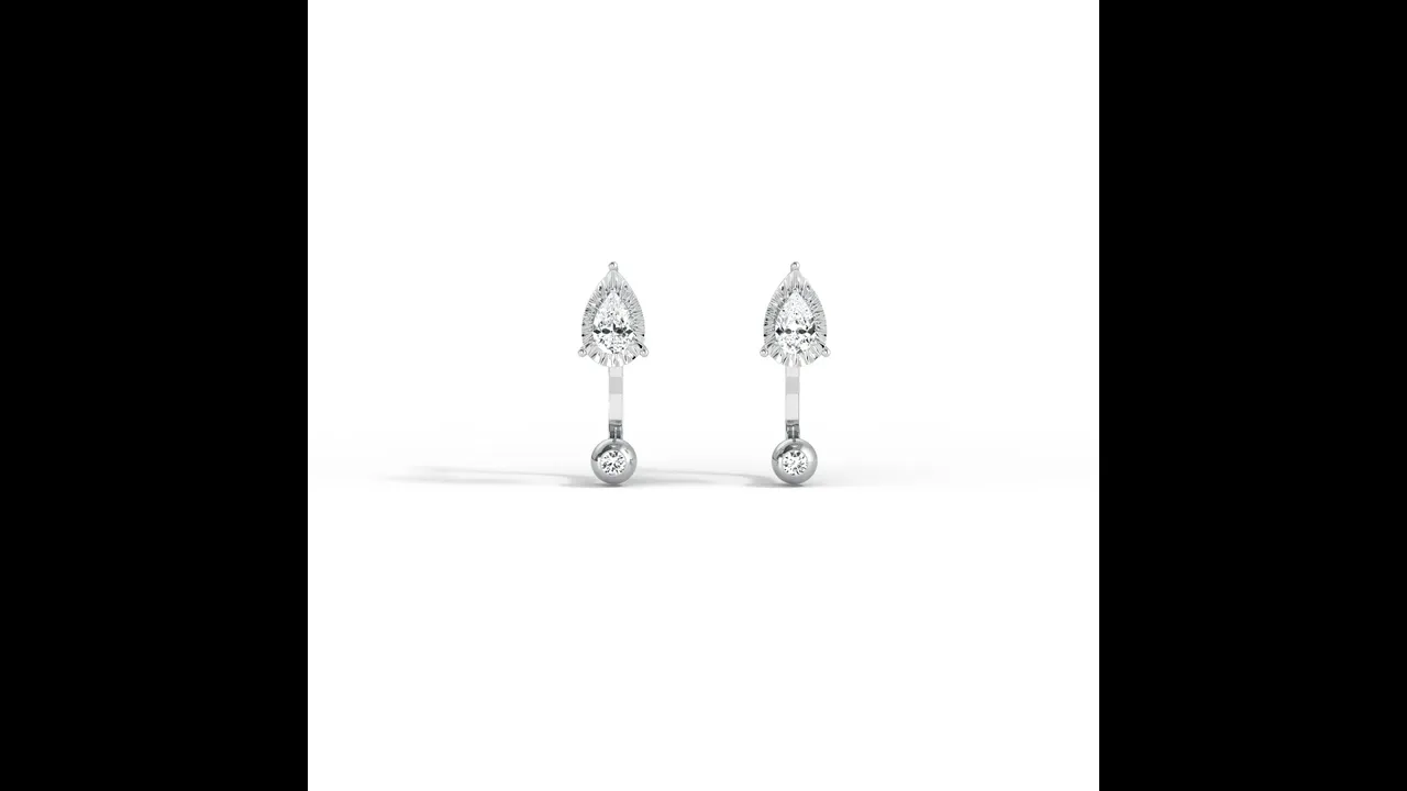 2-in-1 Convertible Pear Lab-Grown Diamond Stud & Drop Earrings in Sterling Silver