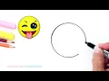 How to Draw a Silly Happy Face Emoji with Coloring Easy