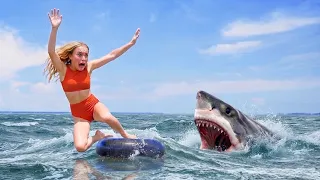 Shark Attack on Fishing Boat | fun made great white shark fish attack video 4