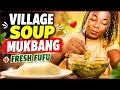 VILLAGE GRANDMA SOUP MUKBANG Spinach Meat Cocoyam with Fresh Fufu