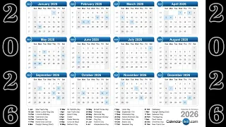 2026 Calendar with Holidays New Year 2026 Plan Ahead