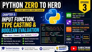 Python Zero to Hero Chapter 5 Input Function Type Casting Boolean Evaluation
