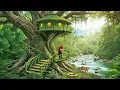 Survival Build Round Bamboo Tree House | Building Beside the River \u0026 Tiger Appears in the Jungle