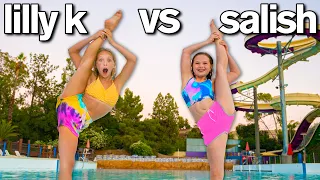 last to leave water park my daughter vs lilly k extreme gymnastics challenge 