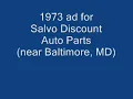 1973 ad for Salvo Discount Auto Parts near Baltimore MD