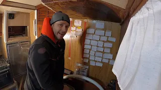Snowbird Ep21 Hallberg Rassy Rasmus working with galley fronts and making to-do list DIY project