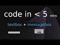 Intro to Programming Basic Textbox and Messagebox Visual Studio 2019 C Tutorial in 5mins