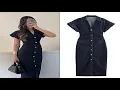 Download Lagu ETJ 2025 traf Spring New 1975 series denim MIDI dress with lapel side zipper fashion wrink