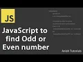 JavaScript to find Odd or Even number - Anish Tutorials
