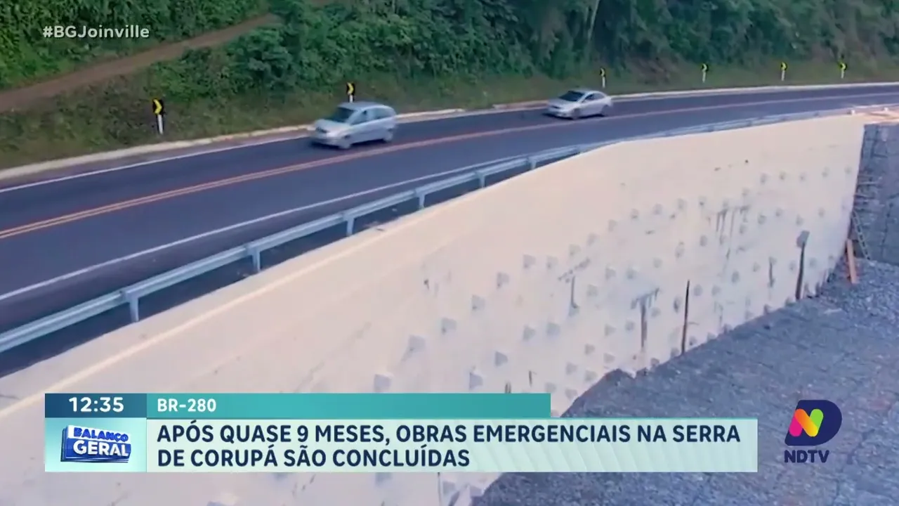 BR-280 Após quase 9 meses, obras emergenciais na serra de Corupá são concluídas
