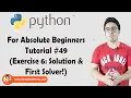 Exercise 6 Solution First Solver Python Tutorials For Absolute Beginners In Hindi