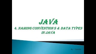 NAMING DATA TYPE IN JAVA
