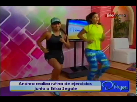 Andrea realiza rutina de ejercicios junto a Erika Segale