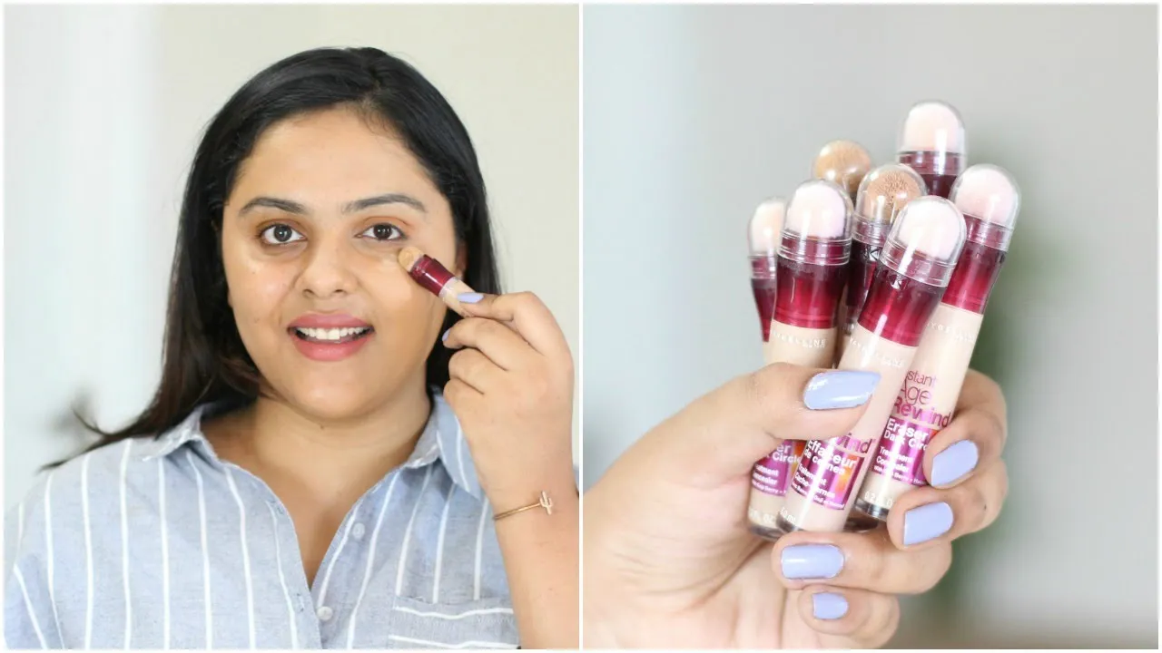 MAYBELLINE NEW YORK INSTANT AGE REWIND CONCEALER || OXIDATION TEST || ALL SHADES ||INDIA. 