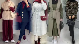 موضة شتاء 2025 للمحجبات ملابس تنسيقات لشتاء بألوان الموضةhijab Fashion2025 Hijab Style Hijab Turkish 