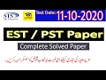 Solved Paper 11-10-2020 SIBA Testing Service EST PST Solved MCQs ETEST