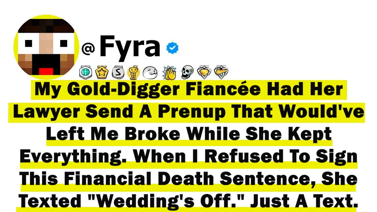 Outline Video My Gold-Digger Fiancée Had Her Lawyer Send A Prenup That Would've Left Me Broke While She Kept Every