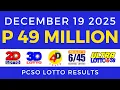 Lotto Result Today 9pm December 19 2025 PCSO