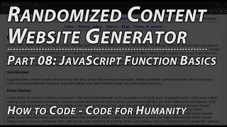 Part 8 JavaScript Function Intro Basics Web Development How to Code Random Content Generator
