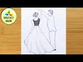 How to draw a cute couple Dancing step by step How to draw Romantic couple very easy