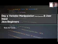 Kids for Code - Java Beginners Variable Manipulation and User Input