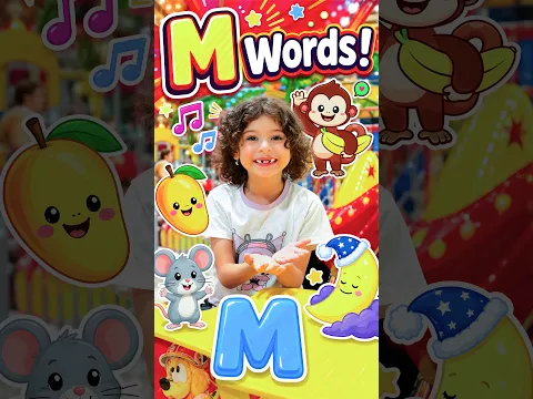 Neva Learns M Words! 🐒🎵🥭 ABC Letter M #shorts