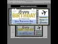 Printable Birt ay Boarding Pass Plane Ticket Template