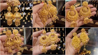 latest gold earrings design with weight and price ll gold jhumka design ll sone ka earrings designs