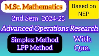 Simplex Method Linear Programming Method Advanced Operations Research M Sc Maths 2nd Sem NEP