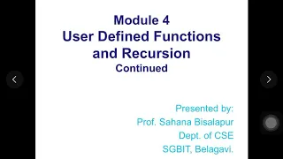 CPS 18CPS23 - Module 4 Categories of Function