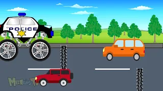 police truck vs black truck video for kids mega kids tv 