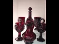 AVON 1970 s Cape Cod Ruby Red 7pc Decanter Set w Cruet