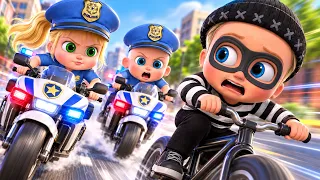 🔴 LIVE: Baby Police Chase the Runaway Thief on Bikes! 🚓🚲😱 | Kids Cartoon