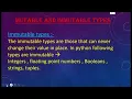 python tutorial lecture 09 class 11 mutable and immutable data types Sumita Arora chapter 3