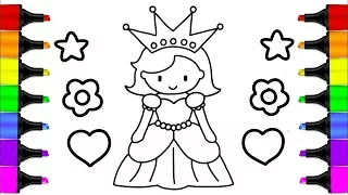 How to draw a QUEEN Drawing and Coloring Pages Learn Colors for Kids