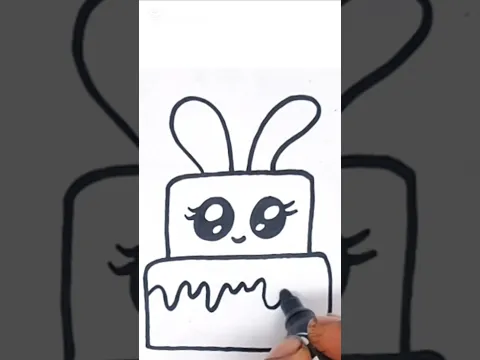 Bunny cake drawing #easy #drawing #cute #easydrawing #drawing4kids #cuteart