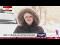 Whiteout conditions along the lakeshore due to blowing snow sand